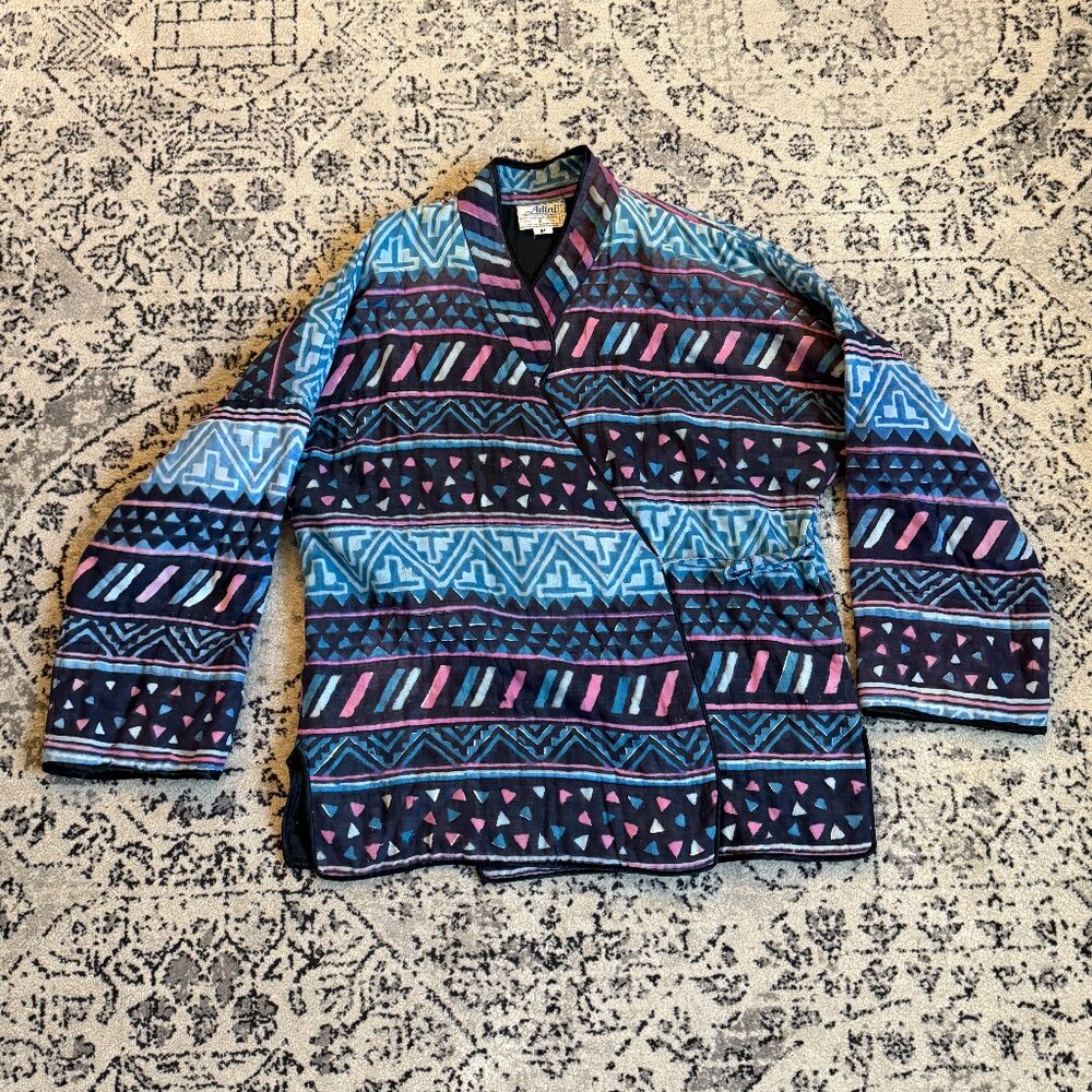 Vintage Adini Indian Block Print Quilted Jacket